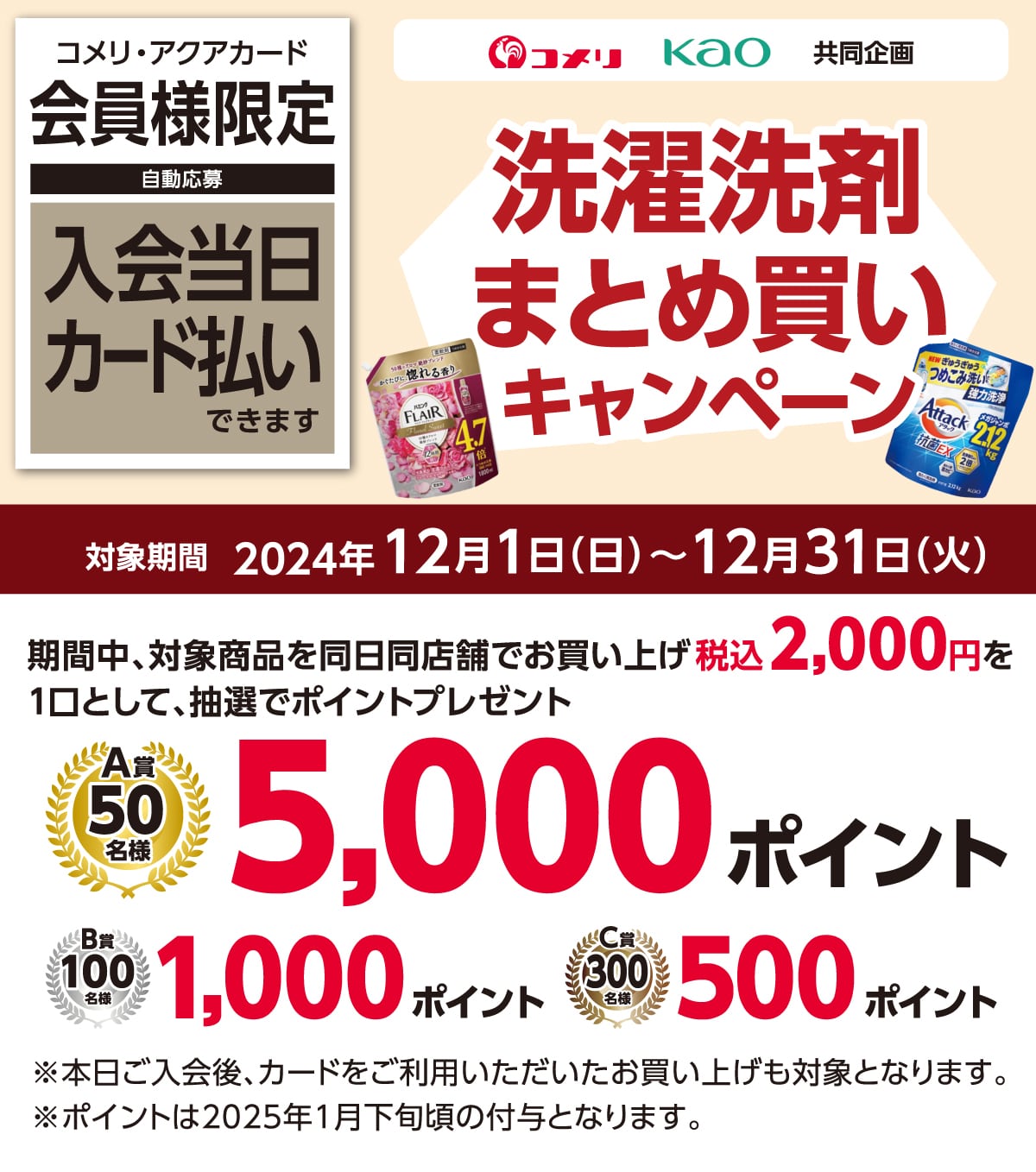 ԉ@܂܂ƂߔLy[@2024N121()`1231()̃Ly[ԒAō2,000~1ƂĒIŃ|Cgv[gIɃR̃X}zρERbRPayo^Ō10{I