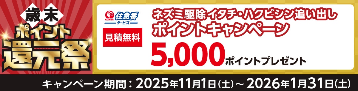 住急番　ネズミ駆除　イタチ・ハクビシン追い出しポイントキャンペーン