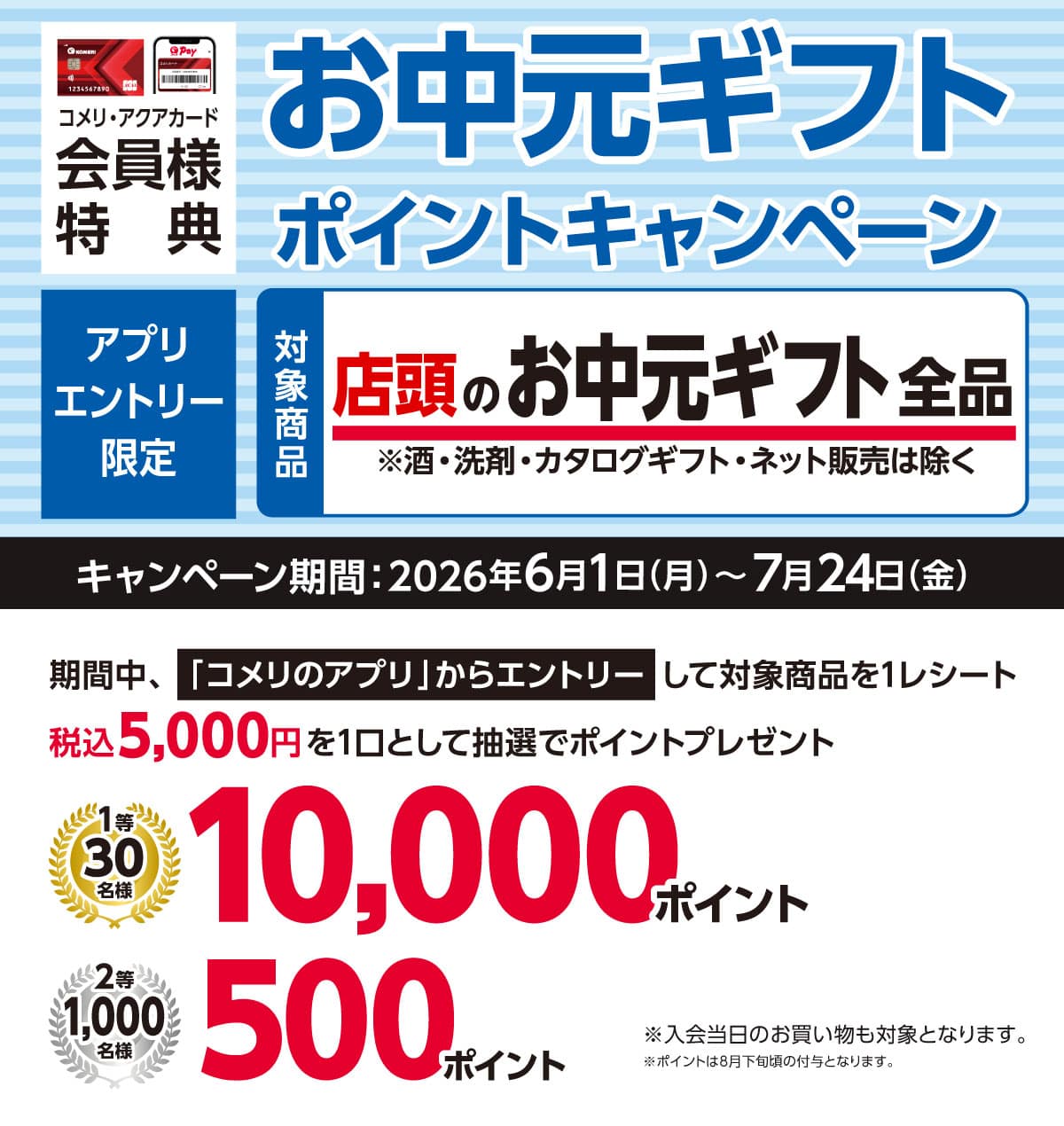 2026年6月1日(月)～6月30日(火)のキャンペーン期間中、コメリのアプリからエントリーし、対象商品をお買い上げでポイントプレゼント！