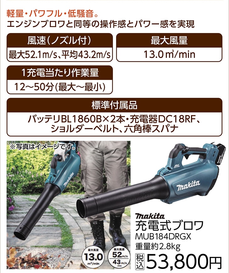 マキタ　ＭＵＢ１８４ＤＲＧＸ　充電式ブロワ