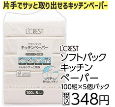 ＬＣ　ソフトパックキッチンペーパー　１００組×５Ｐ