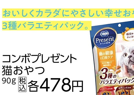 コンボプレゼント猫おやつ　歯と口臭ケア３種　９０ｇ