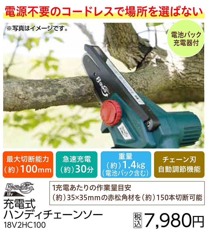 ＢＳ充電式ハンディチェーンソー１８Ｖ２ＨＣ１００　