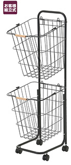 ランドリーワゴン　角型２段　黒　　　　　　　　　　