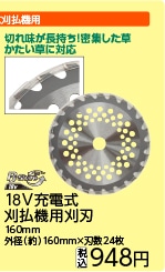 ＢＳ　１８Ｖ充電式刈払機用刈刃２４Ｐ　１６０ＭＭ　