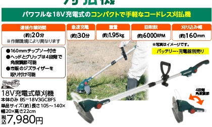 １８Ｖ充電式草刈機本体　ＢＳ―１８Ｖ３ＧＣＢＦＳ　
