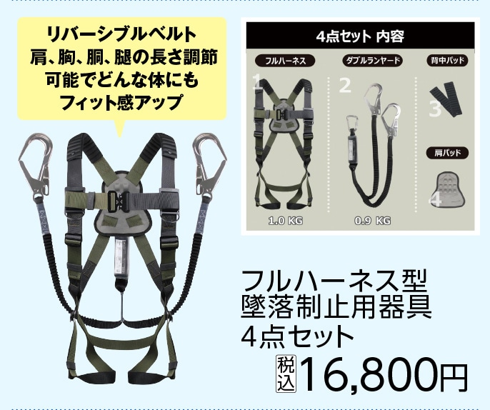 フルハーネス型　墜落制止用器具４点セット