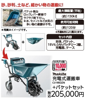 マキタ 充電式運搬車 CU180DZN+バケット+パワーソースキット