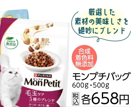 モンプチバッグ毛玉ケア５種のブレンド　６００Ｇ