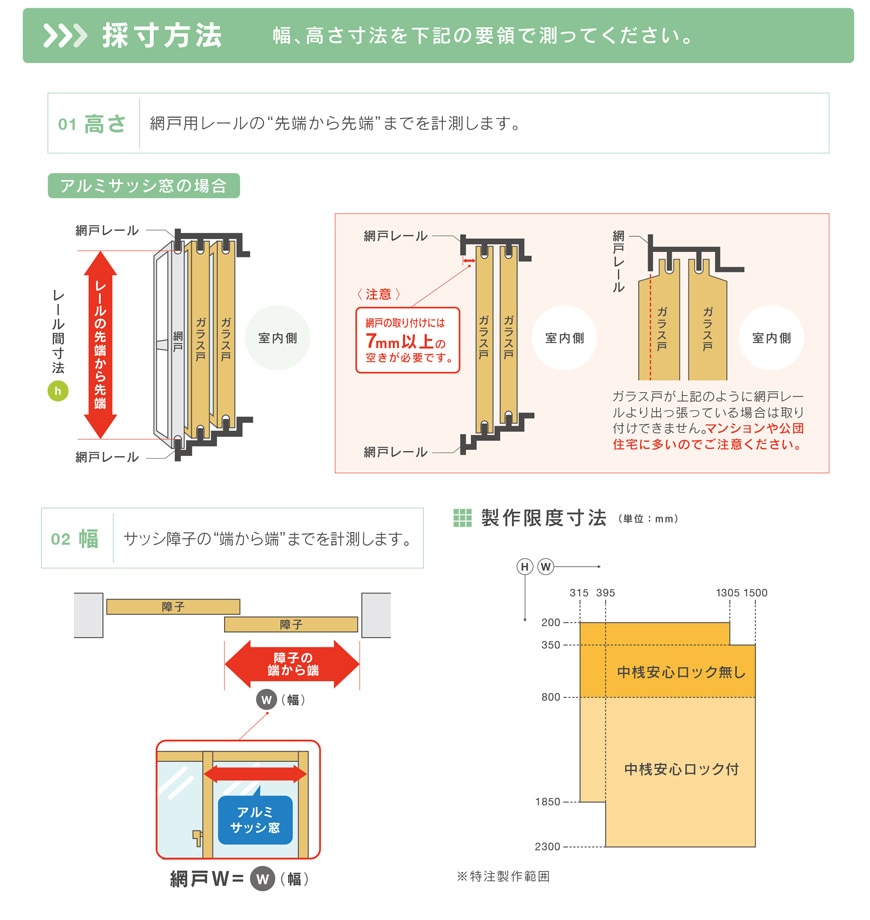 網戸の採寸方法