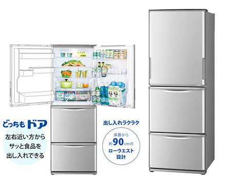 3ドア冷蔵庫　どっちもドア　350L