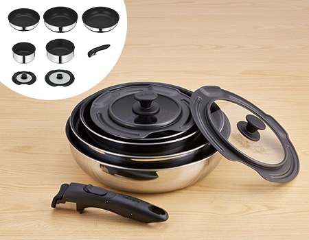 取っ手のとれるフライパン　8点セット