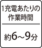 1充電あたりの作業時間：約6～9分