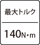 最大トルク：140N・m