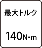最大トルク：140N・m