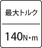 最大トルク：140N・m