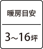 暖房面積：3～16坪