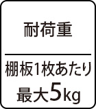耐荷重：棚板1枚あたり5kg