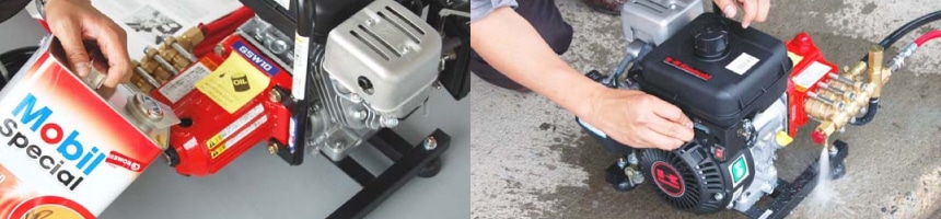 エンジン式高圧洗浄機の使い方