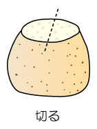 図1　丸いイモを切る