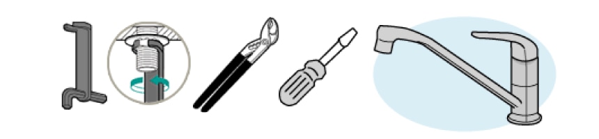 台付きワンホール混合栓の取替え方法