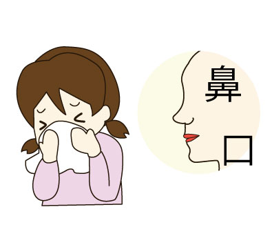 ティッシュやハンカチで口と鼻を覆う