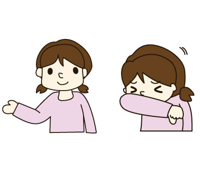 急な咳やくしゃみは袖で口や鼻を覆う!