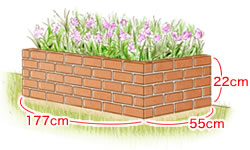 レンガの花だんのサイズ