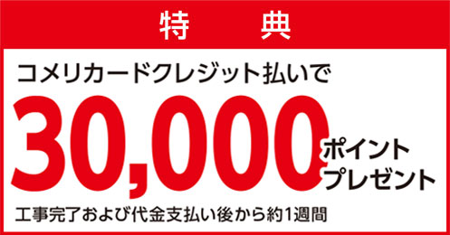 コメリカードクレジット払いで30,000ポイントプレゼント