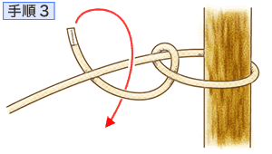 Howto情報 ロープの結び方 木に結ぶ ふた結び ホームセンター