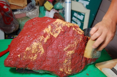 スポンジで叩き塗り