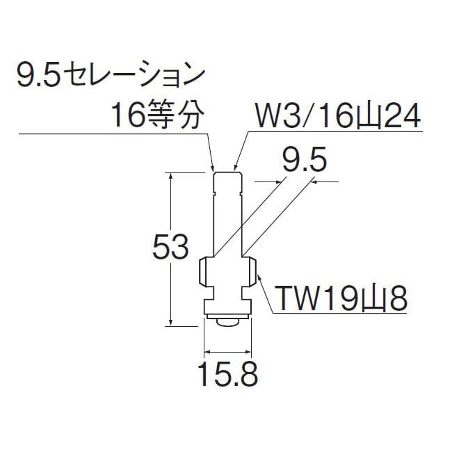 水栓スピンドル（固定コマ）　ＰＵ３６Ｋ－１－１３