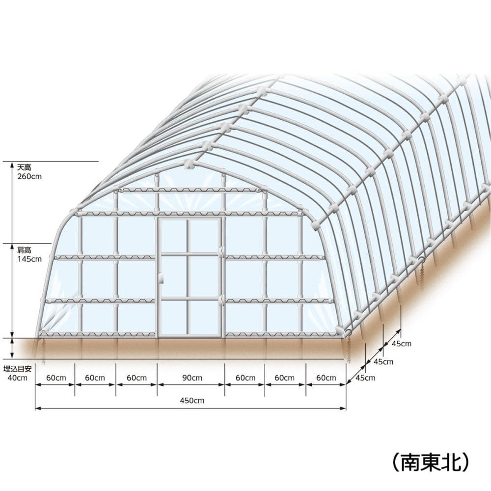 １９ｍｍ径　（間口）２．５間×（奥行き）１０間