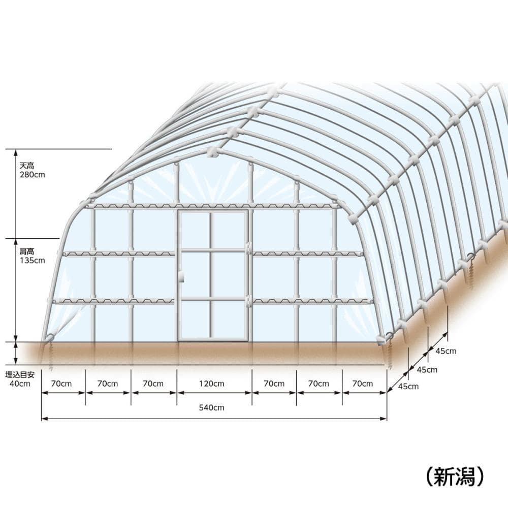 ２２ｍｍ径　（間口）３間×（奥行き）９間