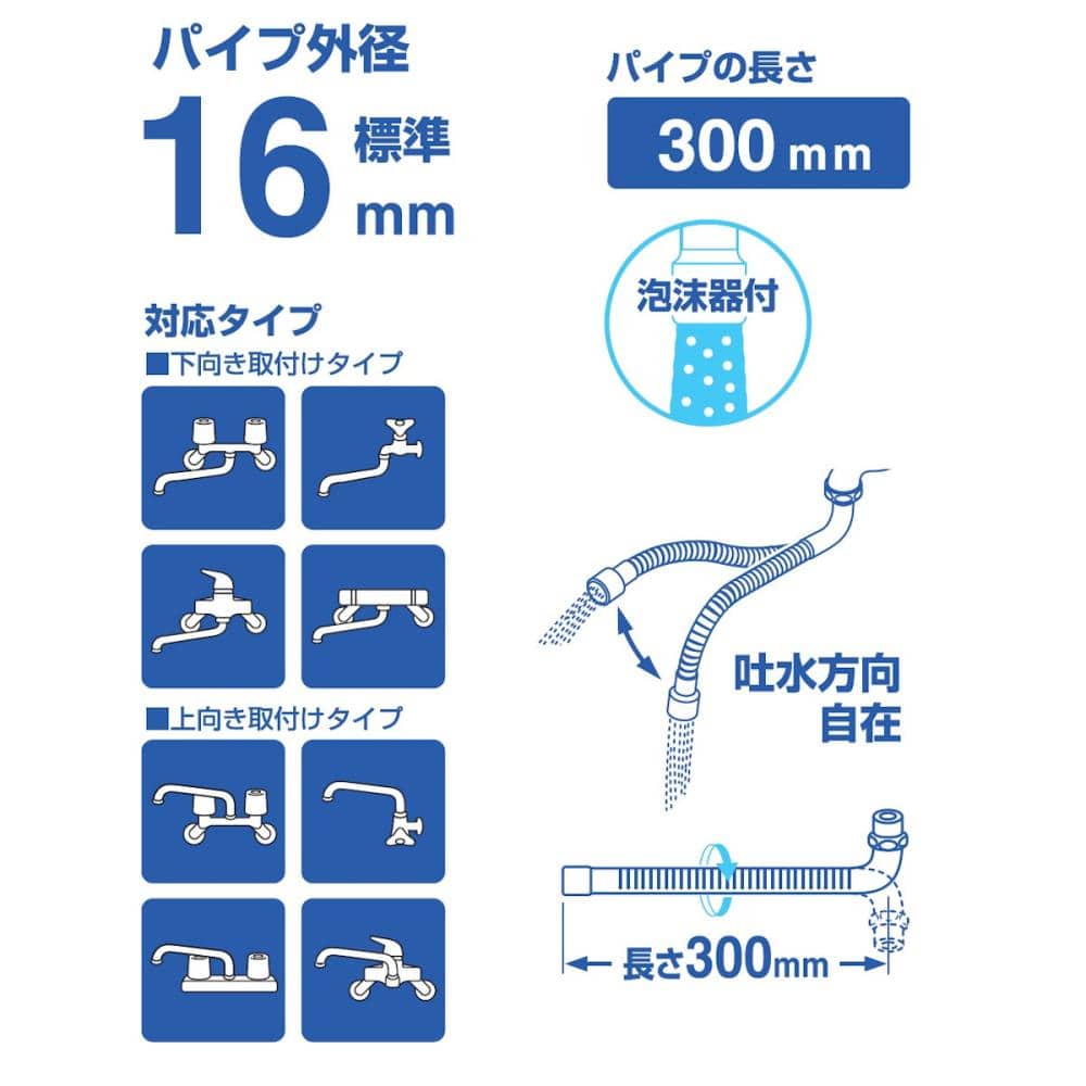 ＳＡＮＥＩ（サンエイ）　ベンリー自在パイプ　長さ３０ｃｍ　曲がる　ＰＡ１８Ａ－７６Ｘ３－１６Ｘ３００