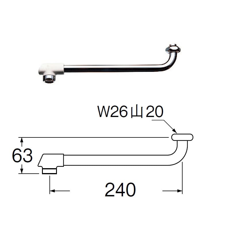 断熱自在パイプ　長さ２４ｃｍ　パイプ径１６ｍｍ　断熱キャップ付　ＰＡ１０ＪＤ－６１Ｘ２－１６Ｘ２４０