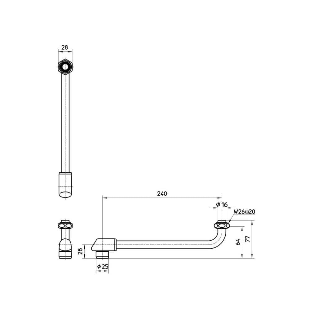 断熱自在パイプ　長さ２４ｃｍ　パイプ径１６ｍｍ　断熱キャップ付　ＰＡ１０ＪＤ－６１Ｘ２－１６Ｘ２４０