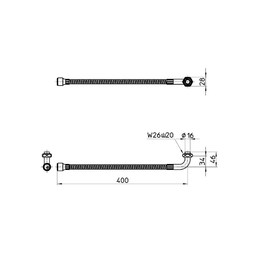 ベンリー自在パイプ　自在に曲がるパイプ　長さ４０ｃｍ　ＰＡ１８Ａ－７６Ｘ４－１６Ｘ４００