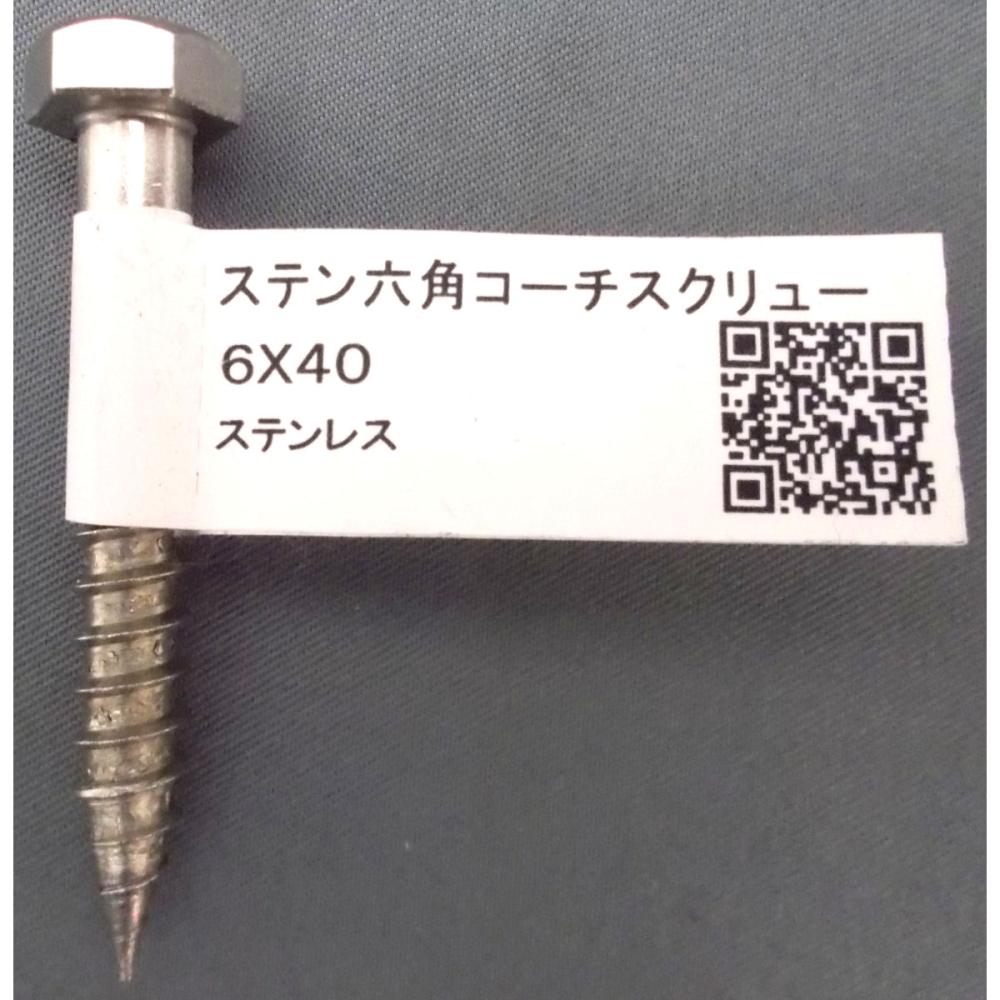 ステン６角コーチスクリュー　６×４０