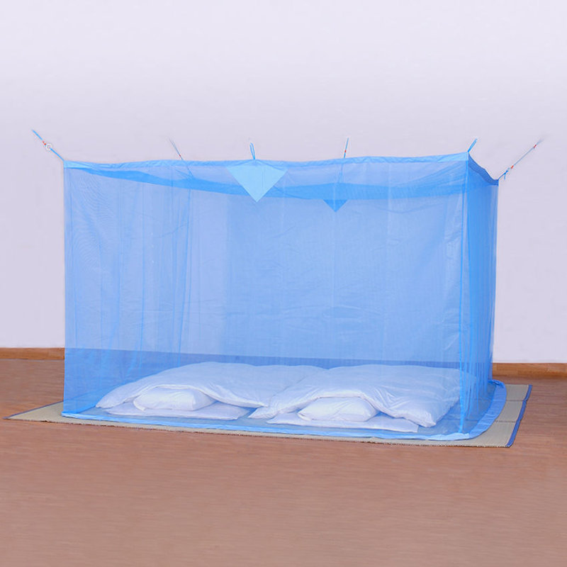 天然素材蚊帳　綿麻混合生地　ブルー　４．５畳用　２００×２５０×高さ１９０ｃｍ