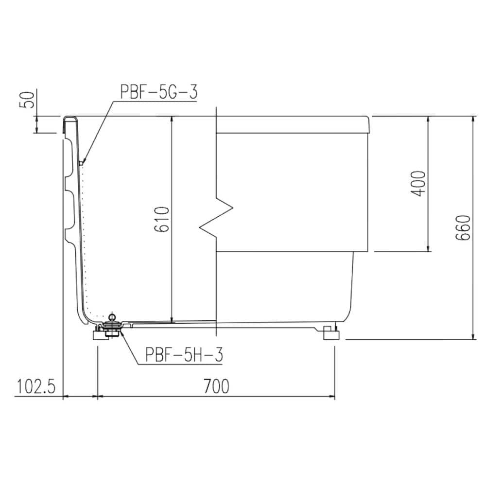 ＬＩＸＩＬ　ＩＮＡＸ　浴槽ポリエック　９００サイズ　２方半エプロン　位置：左　ミスティアイボリー　ＰＢ－９０１ＢＬ／Ｌ１１