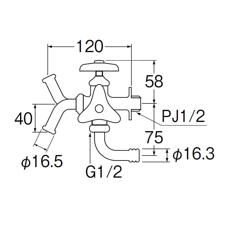 ＳＡＮＥＩ（サンエイ）　万能二口横水栓　散水用　一般地用　Ｆ１２Ａ－１３