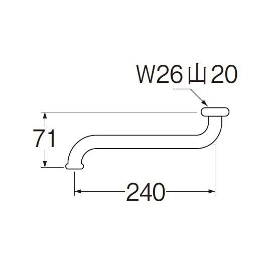 ＳＡＮＥＩ（サンエイ）　自在パイプ　長さ２４ｃｍ　水栓補修　ＢＡ１０Ｊ－６１Ｘ２－１６