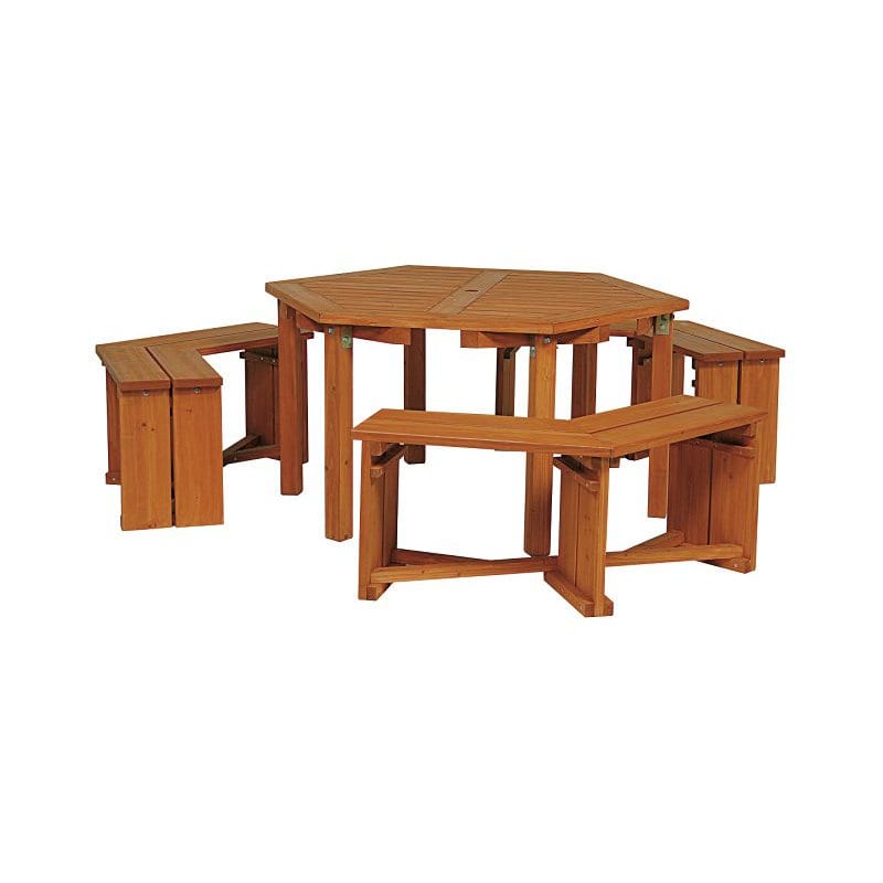 ウッディーガーデン六角テーブル＆ベンチセット　ＷＥＦ－１５０Ｎ