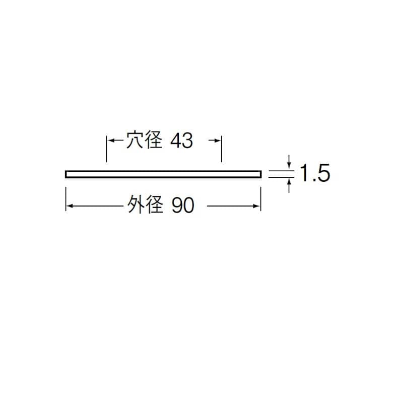 ビニールプレート　穴径４３ｍｍ　外径９０ｍｍ　厚み１，５ｍｍ　接着テープ付　ＪＲ５５－３０