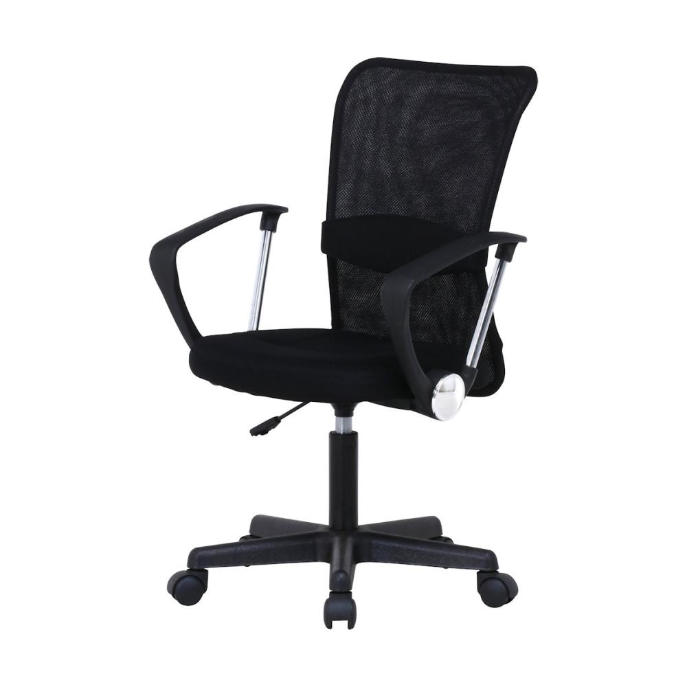 不二貿易　メッシュバックチェアー　ハンター　肘付　ブラック