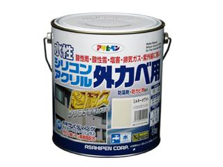 アサヒペン　水性シリコンアクリル　外カベ用塗料　３ｋｇ　ミルキーホワイト