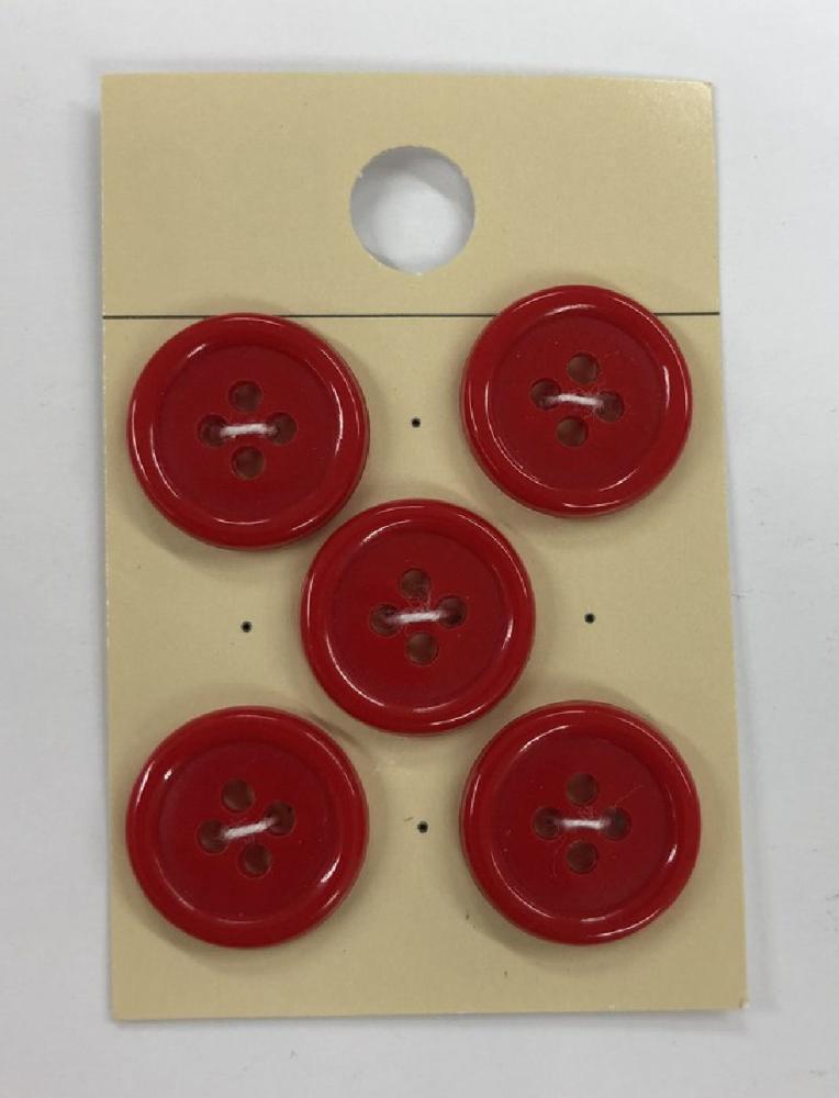 ４つ穴ボタン　１５ｍｍ　赤　１０４６