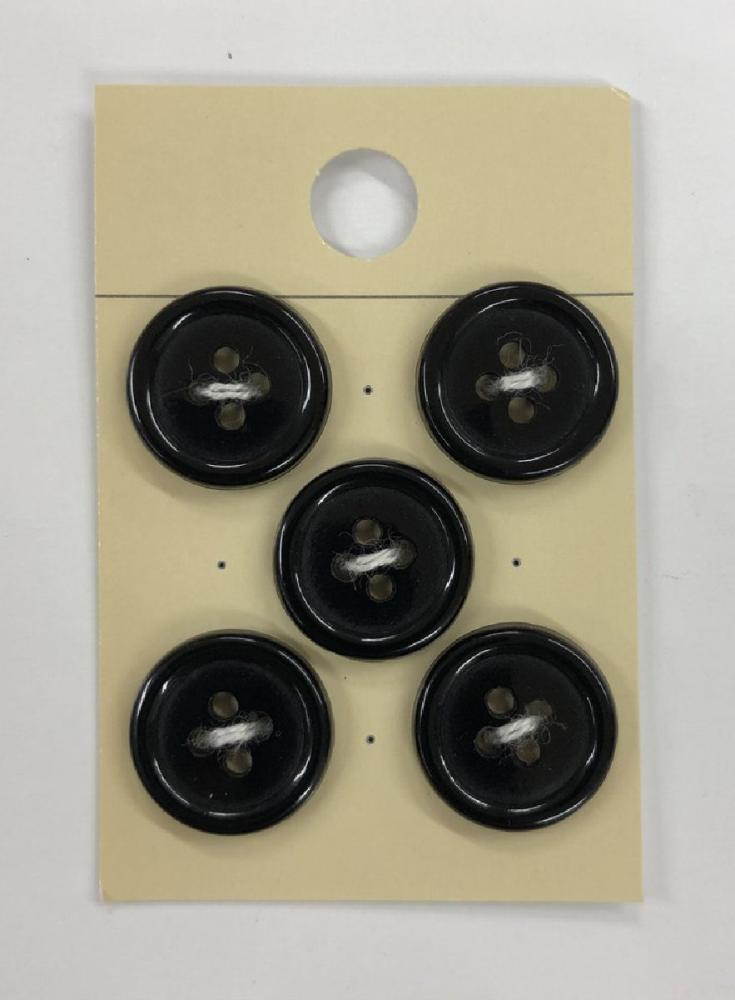 ４つ穴ボタン　１５ｍｍ　黒　１０４８