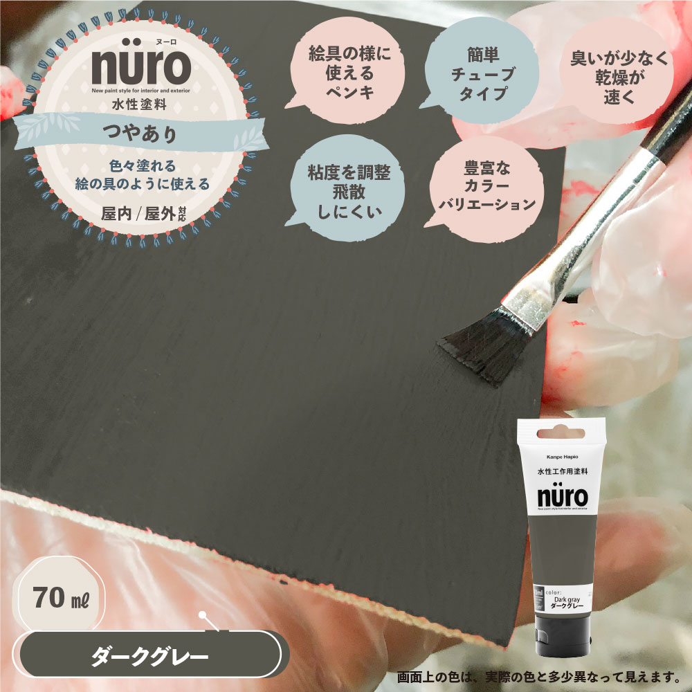 水性工作用塗料 nuro(ヌーロ) ダークグレー 70mL の 水性工作用塗料 nuro(ヌーロ) ダークグレー 70mL の